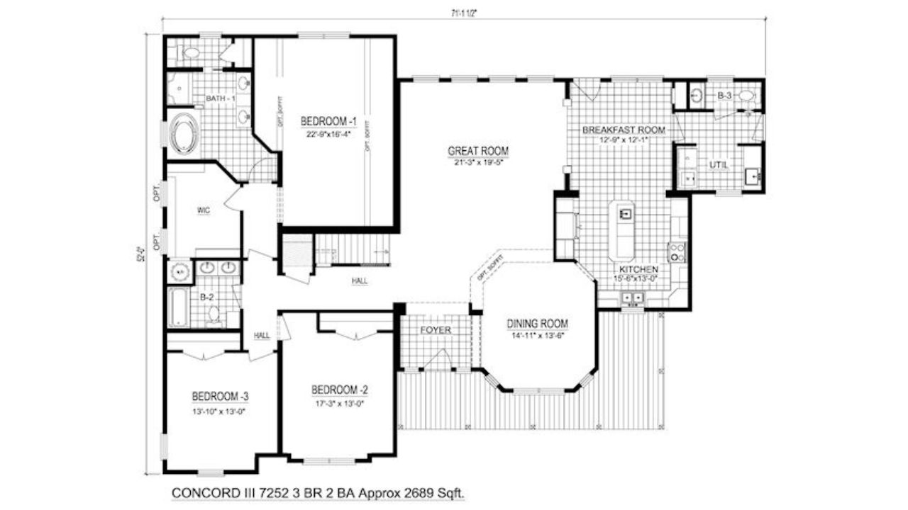 3 bedroom modular home floor plan