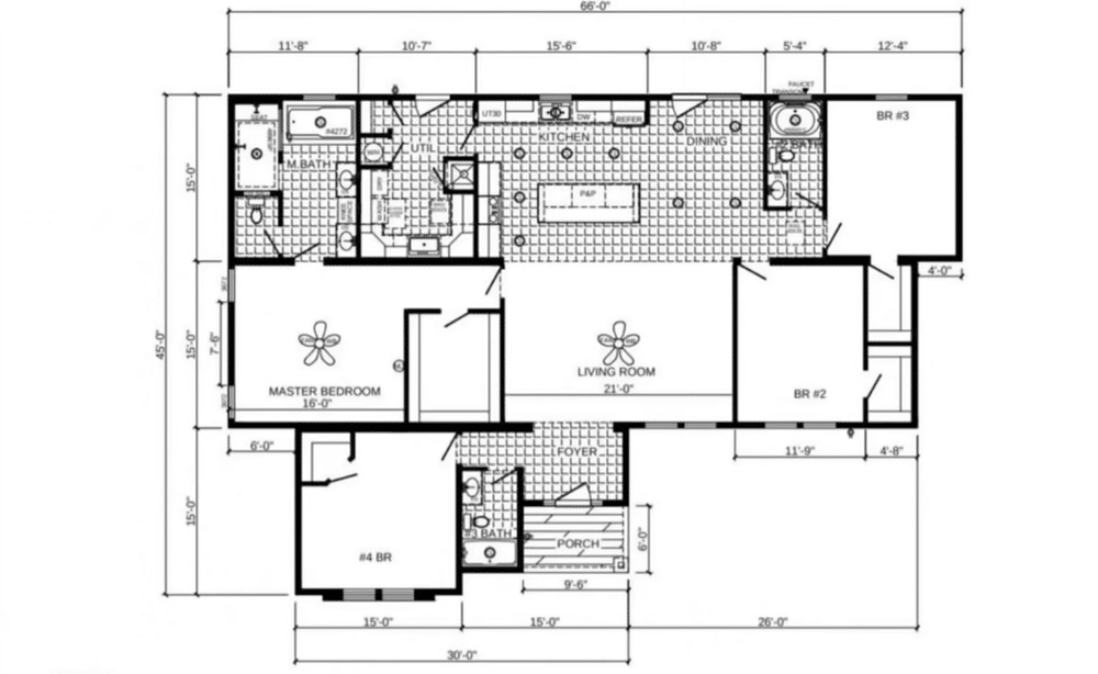 4 bedroom triple wide floor plan