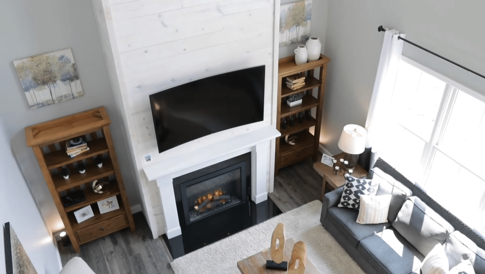 2 story modular home fireplace