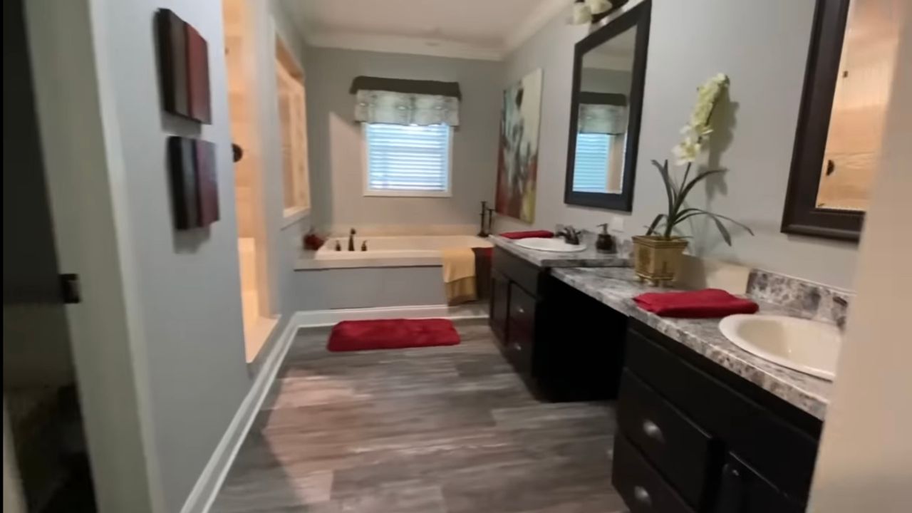 triple wide manufactured home master bathroom
