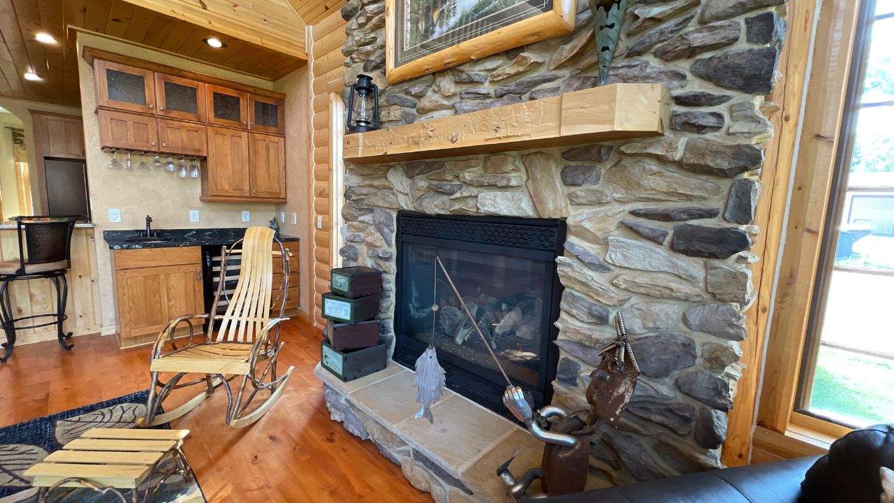 Log Cabin Modular House fireplace