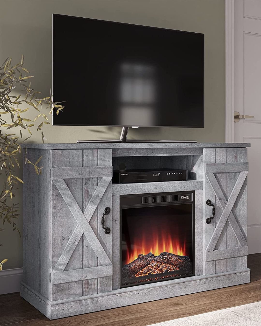 fireplace tv stand rustic