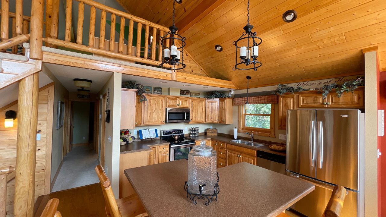 log cabin by terrace homes kitchen