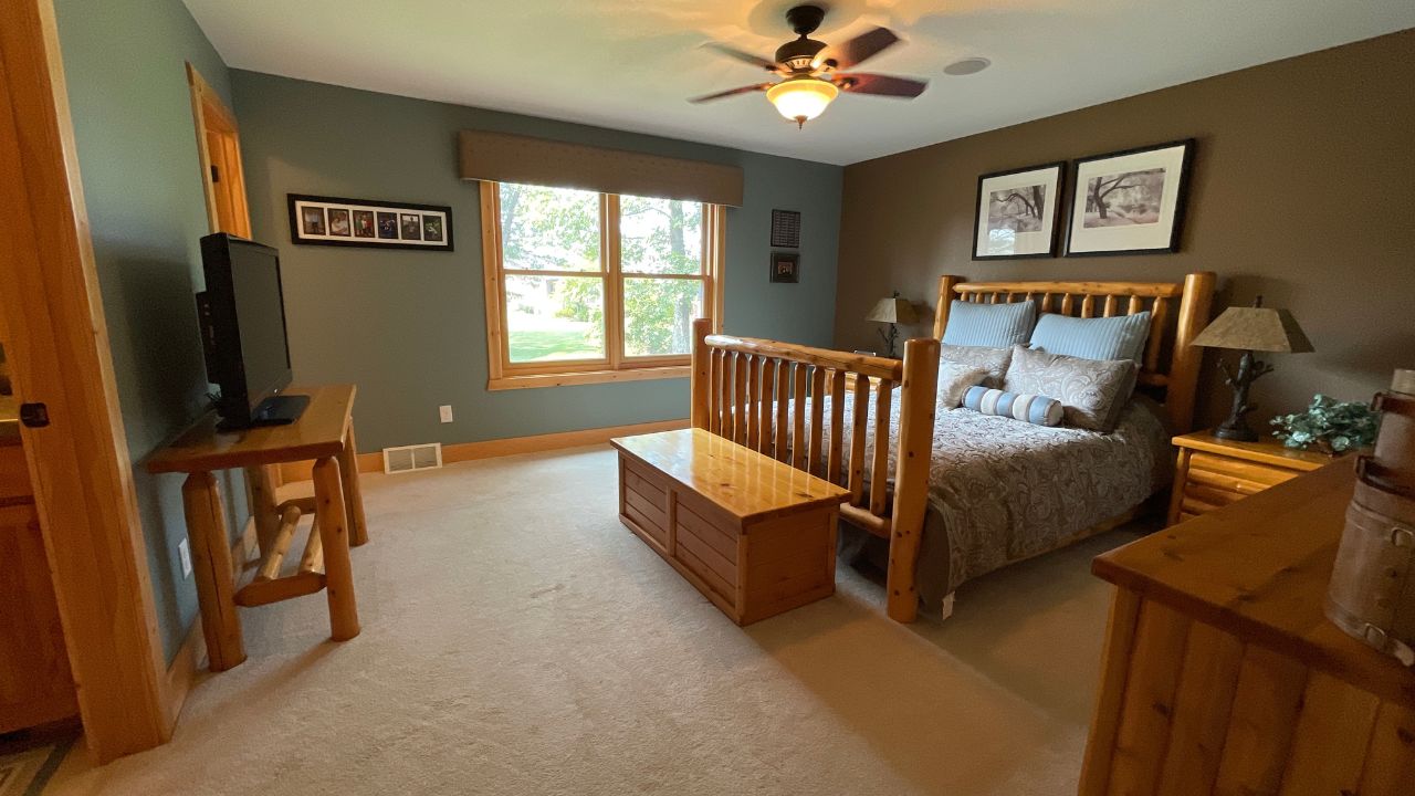 log cabin by terrace homes master bedroom