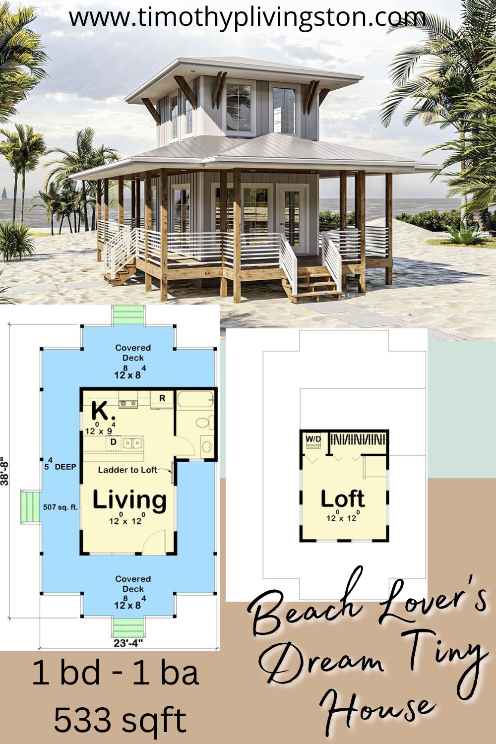 Beach Lover's Dream Tiny House Plan