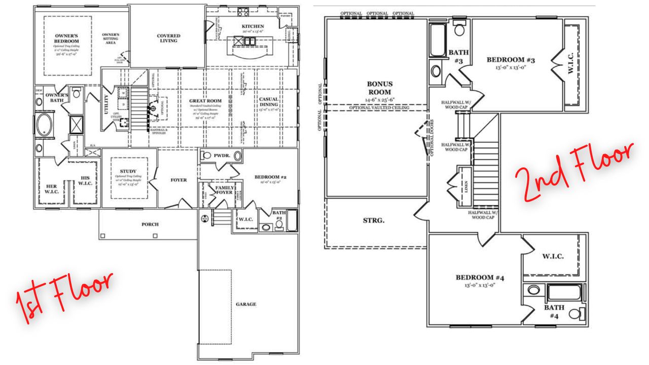 4 bedroom custom home floor plan