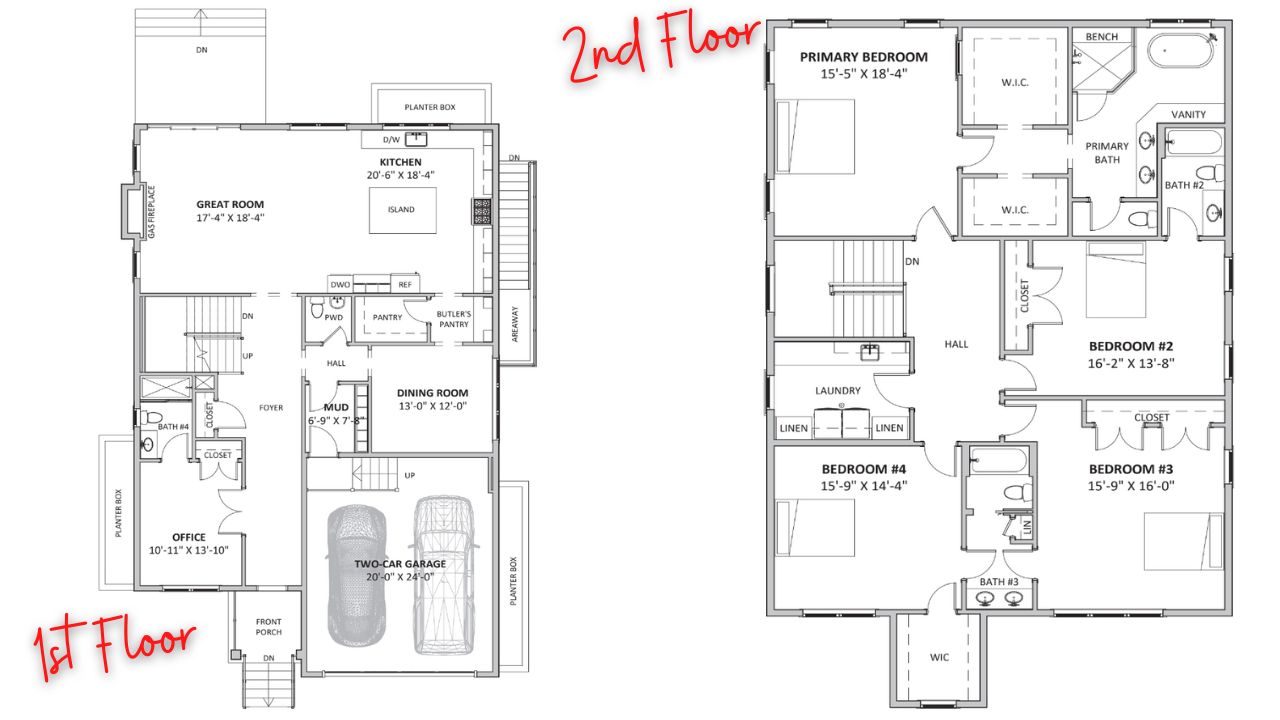 Two Story Modern Farmhouse floor plan