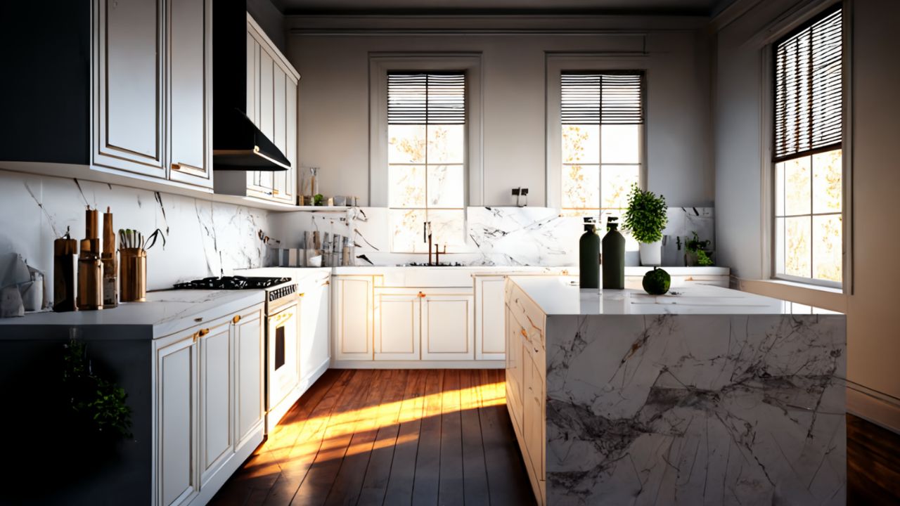 kitchen with marble countertops