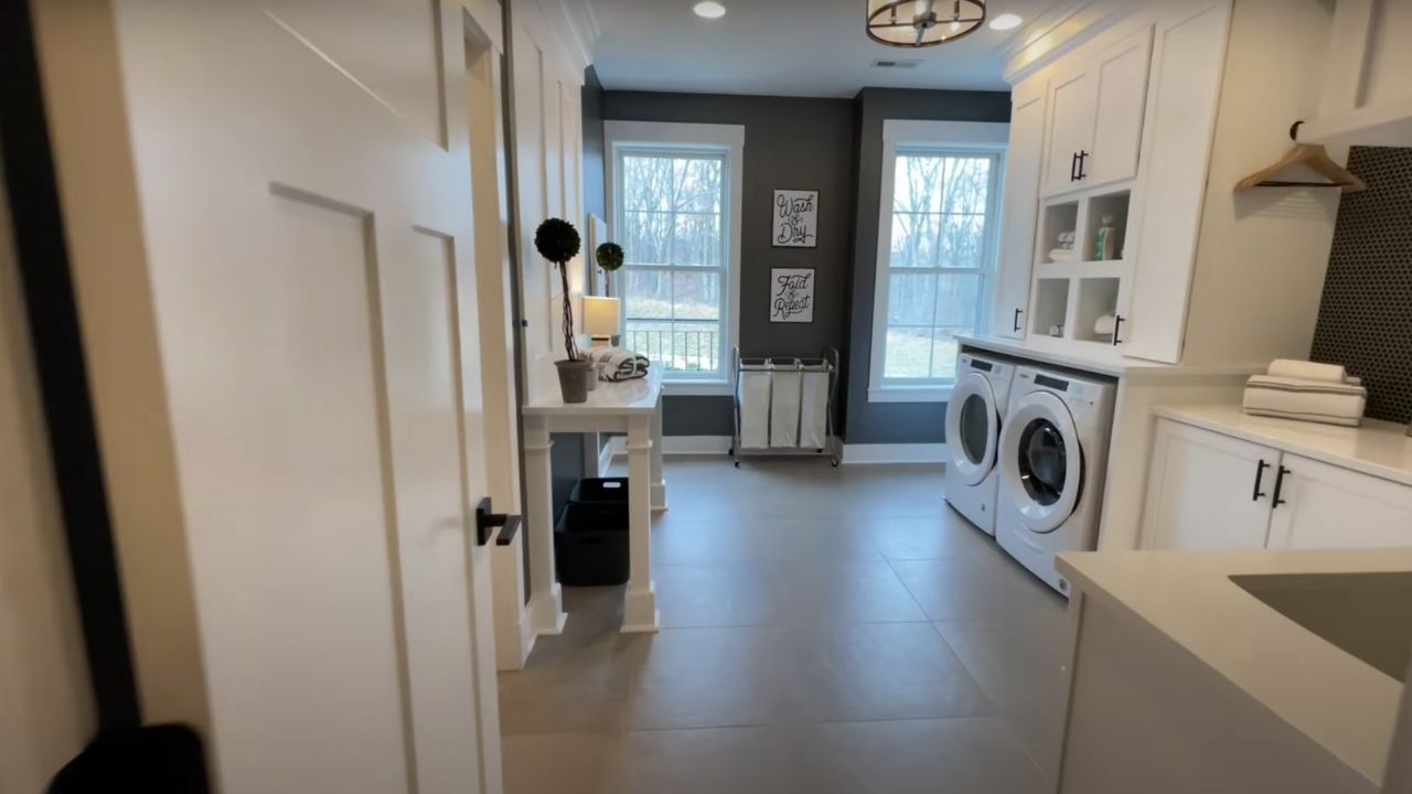 Spacious upper-level laundry room