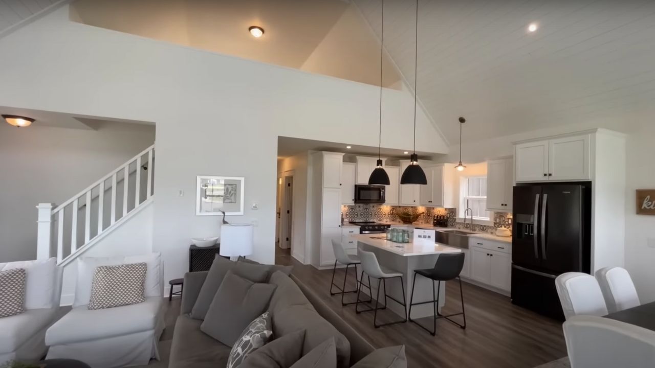 Modular home open-concept interior 