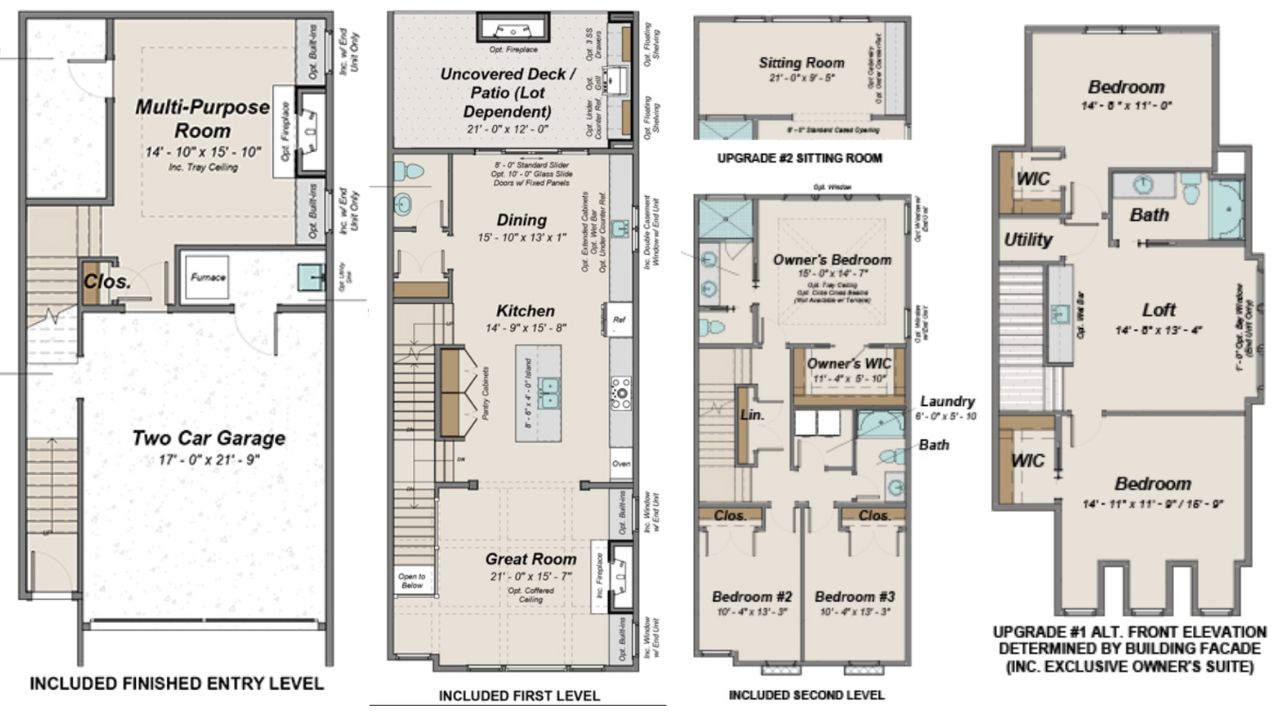 Infinity Custom homes townhome Model floor plan