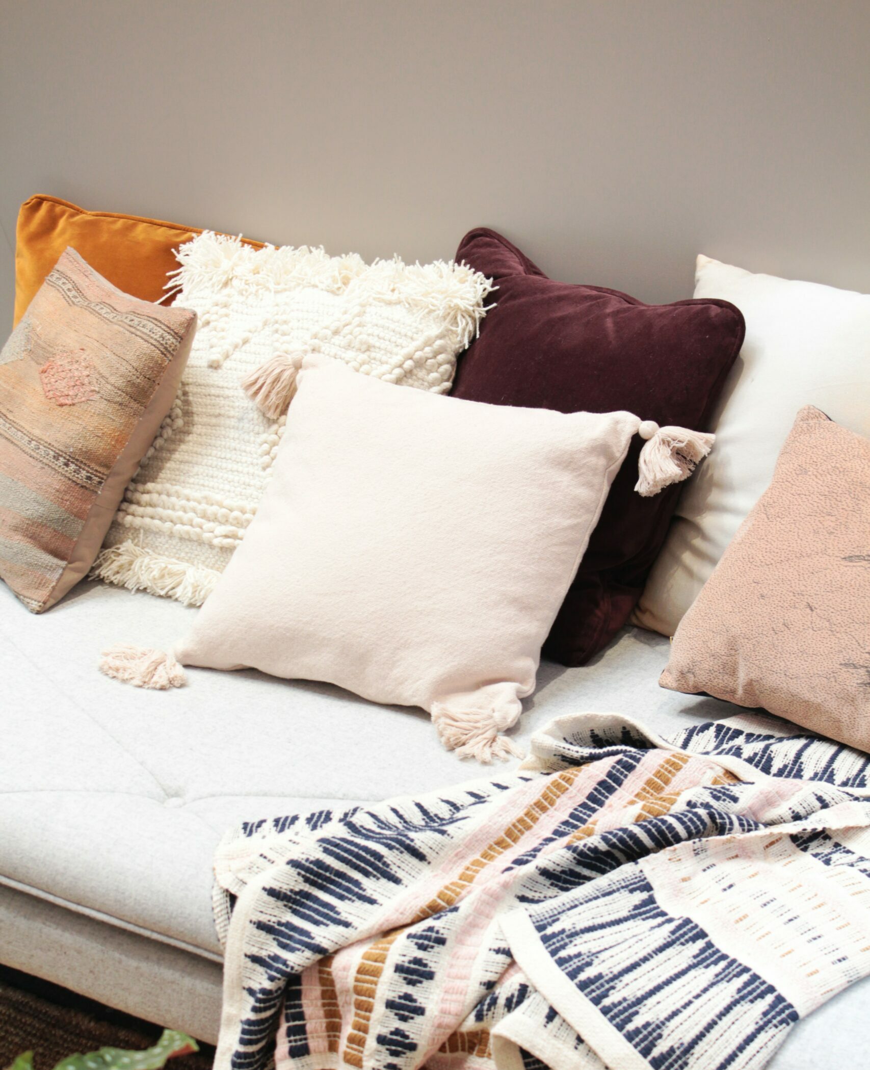 Textured pillows modern farmhouse decor