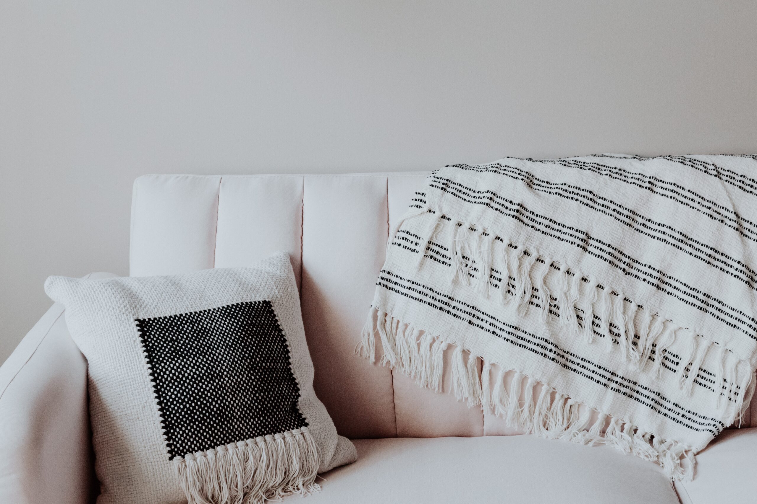 Home decor with throw blanket