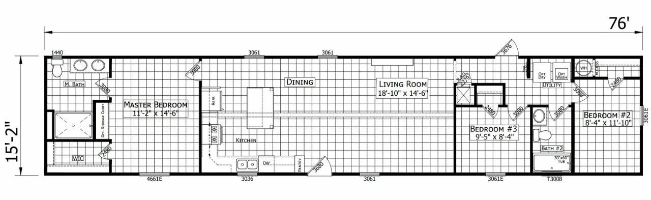 Champion homes single wide manufactured home Floor Plan