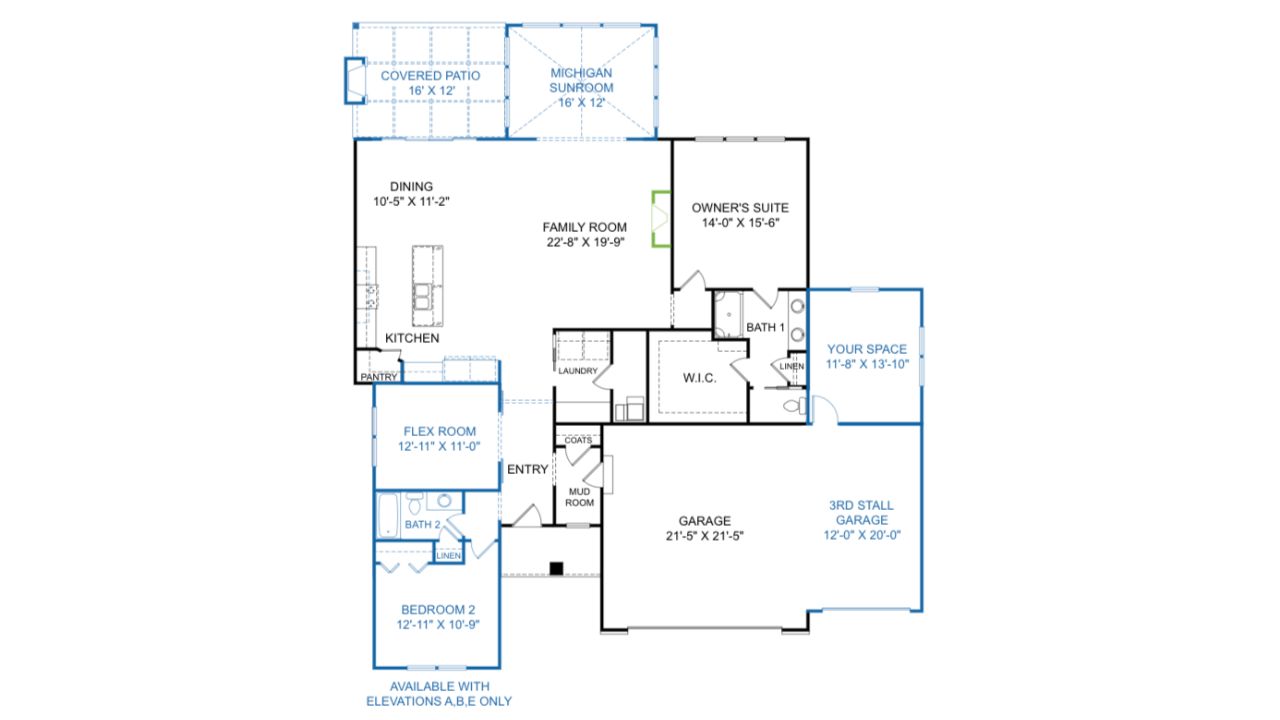 2 bedroom modern farmhouse floor plan